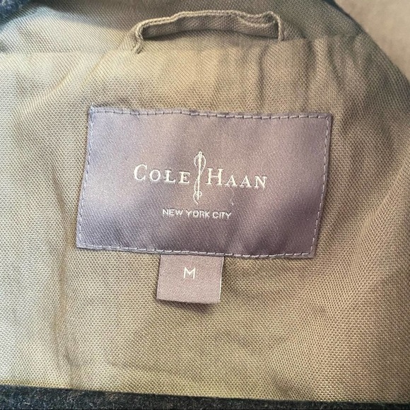 Cole Haan Olive Green Fatigue Utility Jacket Gold with Accents Size Medium - Picture 4 of 13